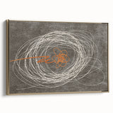 Framed canvas wall art showcasing an abstract design of gold strokes and lines, adding a modern touch to home decor, viewed from the side to highlight its elegant frame. This artwork enhances any space with its luxurious aesthetic and contemporary flair.