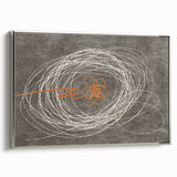 Framed wall art showcasing an abstract design of colorful strokes and lines, featuring a silver frame that enhances its modern aesthetic, ideal for contemporary decor.