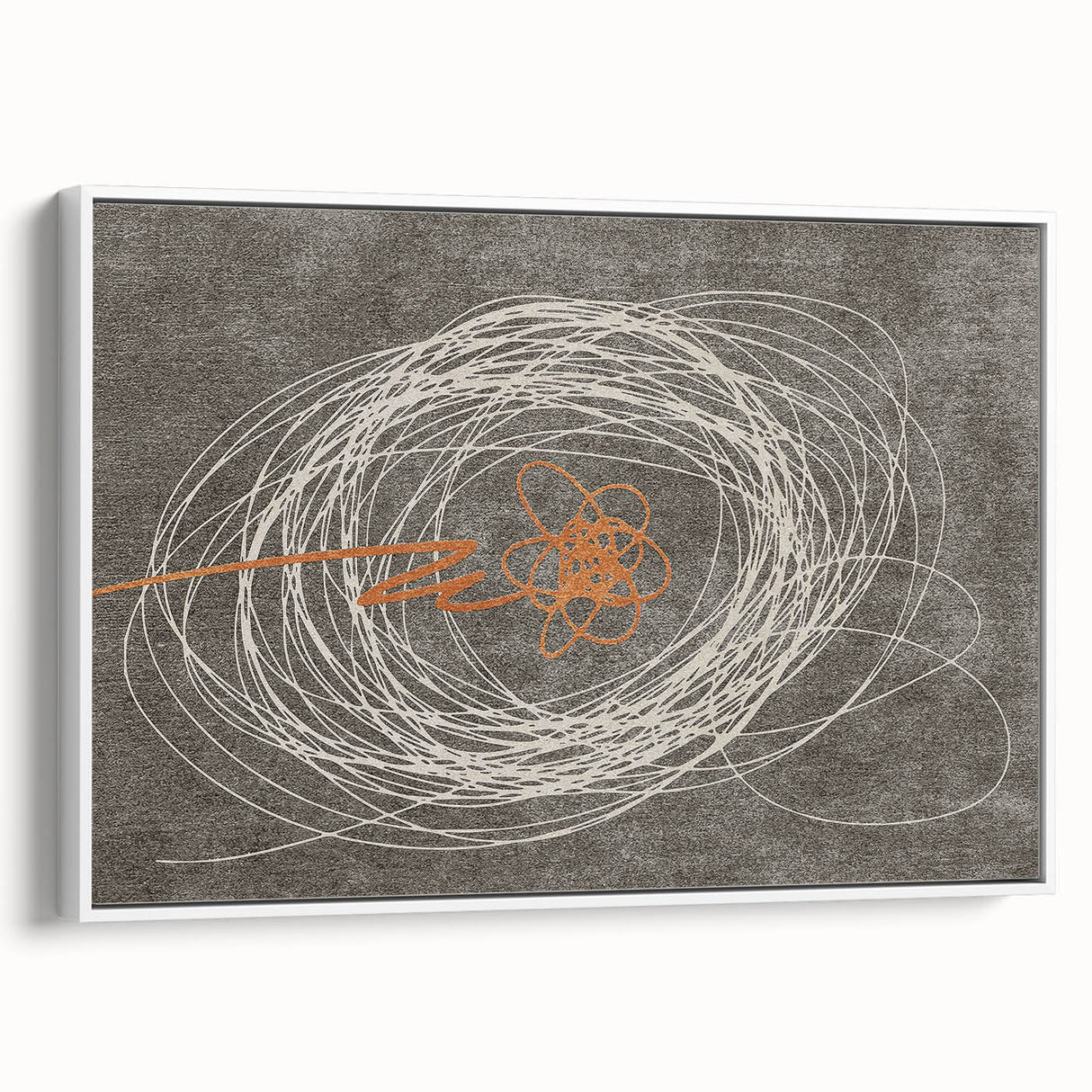 Framed canvas wall art showcasing an abstract design with bold strokes and lines in a harmonious blend of colors, elegantly displayed from a side view against a white backdrop, perfect for modern home decor.