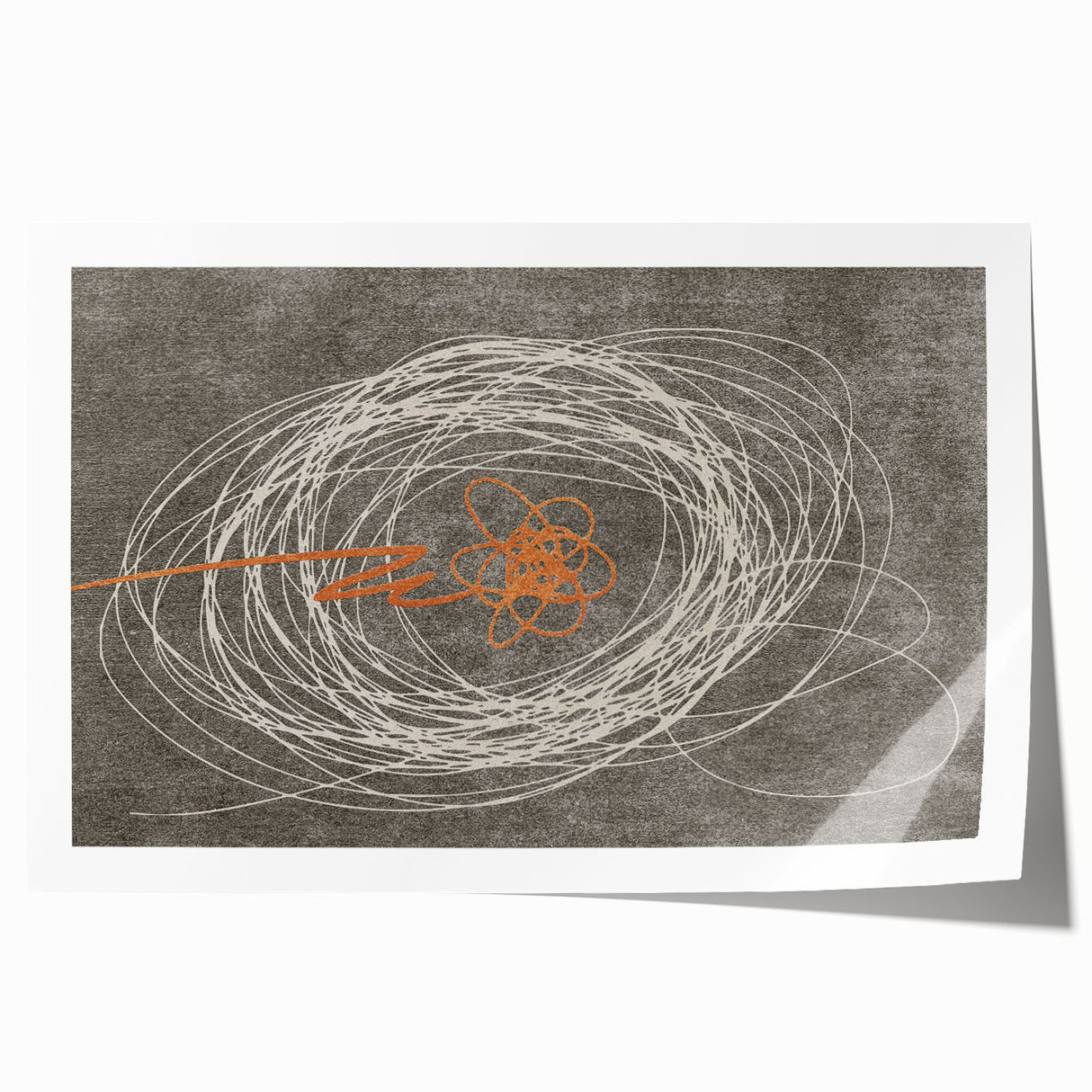 Abstract wall art print featuring dynamic strokes and lines in vibrant colors, ideal for modern decor. Rolled canvas design enhances any interior space.