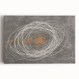 Abstract strokes and lines in vibrant colors create a modern wall art design on stretched canvas, showcasing a dynamic interplay of shapes and textures, ideal for contemporary decor.