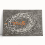 Abstract strokes and lines design canvas wall art showcasing vibrant colors and dynamic shapes, ideal for modern home decor, leaning against a wall.