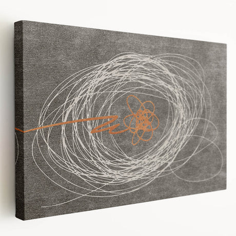 Abstract wall art featuring vibrant strokes and lines in a variety of colors, displayed on a stretched canvas with a side view, perfect for modern decor.
