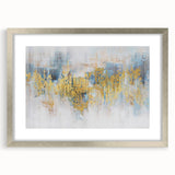 Abstract wall art featuring dynamic strokes and lines in a sophisticated silver frame, designed to enhance modern interiors with its contemporary aesthetic.