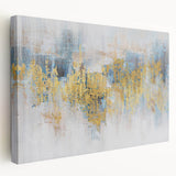 Stretched canvas art piece featuring an abstract design of colorful strokes and lines, showcasing a modern aesthetic ideal for contemporary home decor.