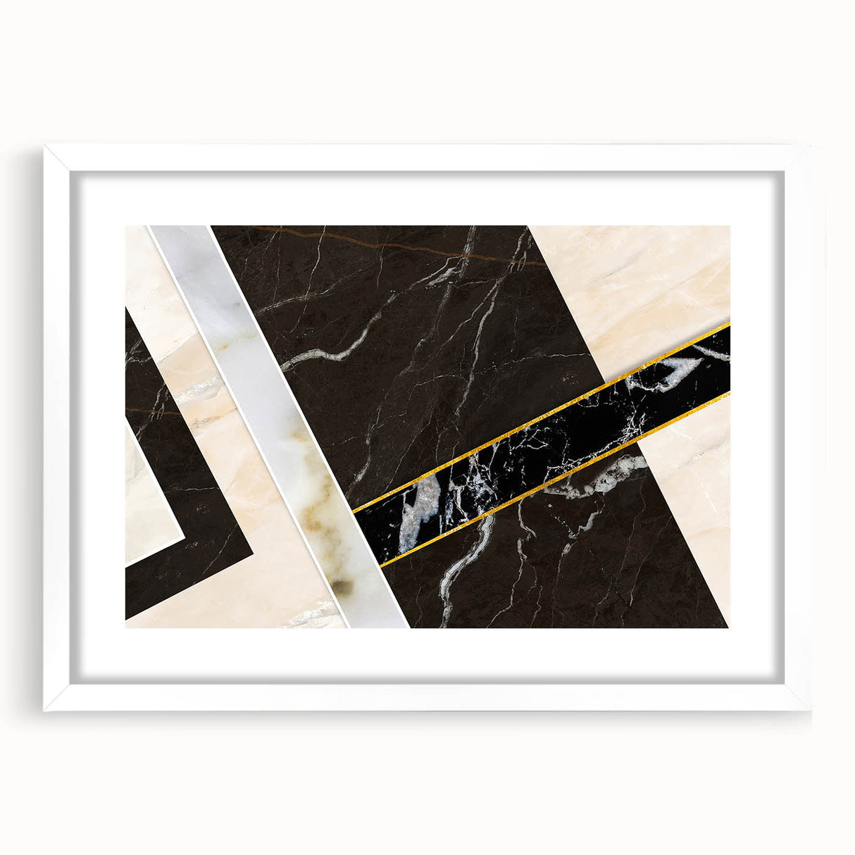Abstract strokes and lines design wall art collection featuring a white frame with mat. Ideal for modern decor, showcasing artistic flair and elegance.