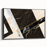 Framed canvas wall art showcasing an abstract design with vibrant strokes and lines in black, adding a modern touch to home decor, viewed from the side.