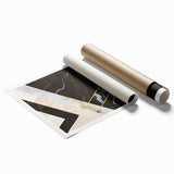 Abstract wall art featuring vibrant strokes and lines in shades of blue, yellow, and red, perfect for modern home decor. Available as a rolled print for easy framing.