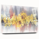 Abstract wall art composition showcasing vibrant strokes and lines in a modern design, presented in an acrylic glass frame, highlighting artistic elegance and contemporary decor.