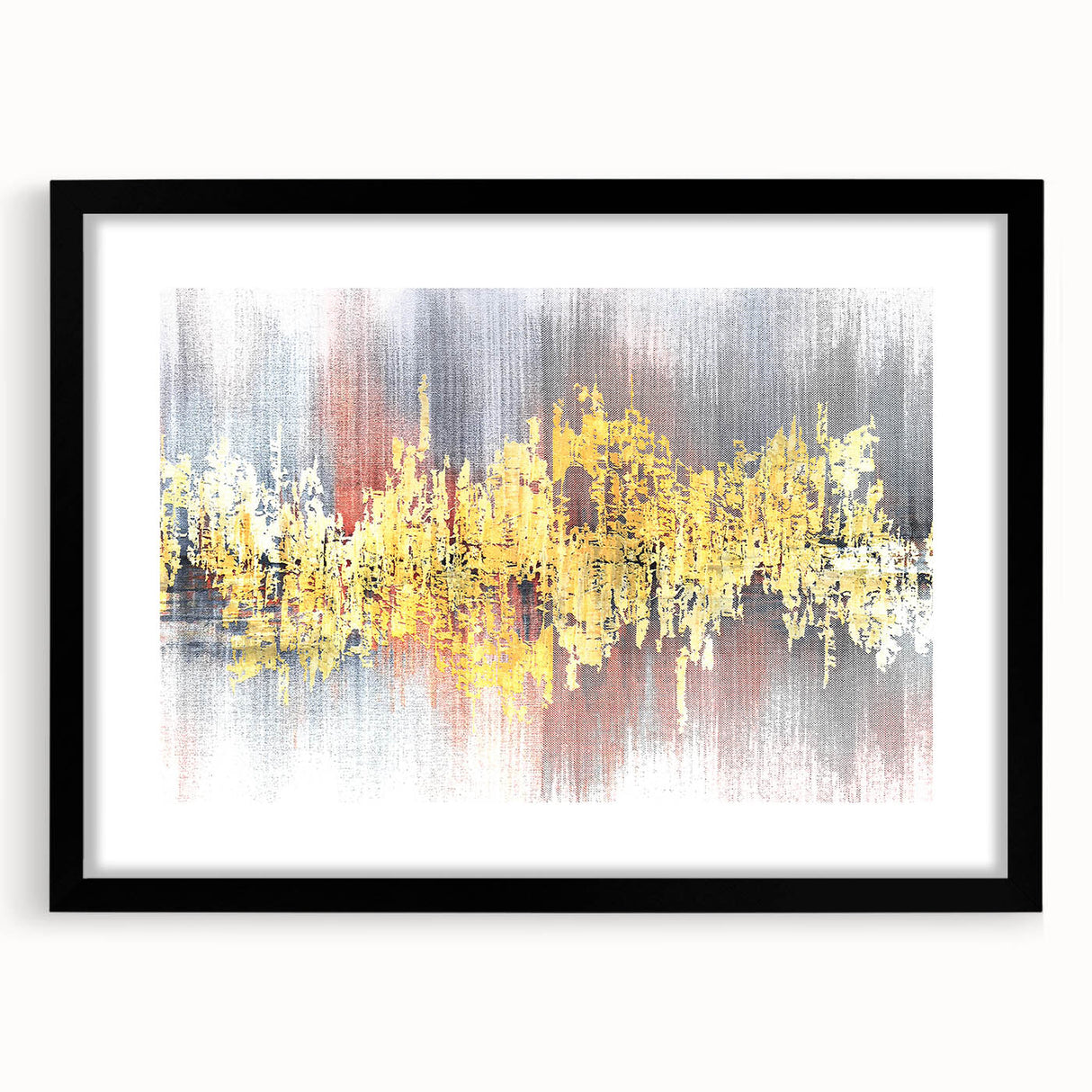Abstract wall art print showcasing dynamic strokes and lines in a contemporary design, framed with a sleek black mat, perfect for modern interiors.