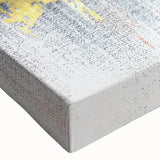 Close-up of a vibrant abstract strokes and lines wall art design on stretched canvas, showcasing fluid shapes in bold colors perfect for modern decor.