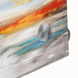 Abstract wall art design featuring vibrant strokes and lines in shades of blue, yellow, and pink, showcasing a modern aesthetic perfect for contemporary decor.