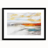 Abstract strokes and lines design wall art in a black frame with a mat, showcasing modern aesthetics perfect for contemporary interior decor. Ideal for enhancing living spaces.