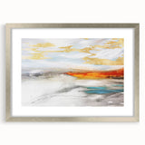 Abstract strokes and lines design wall art piece framed in silver, showcasing a modern aesthetic with a mat, perfect for contemporary home decor.