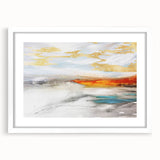 Framed abstract wall art featuring colorful strokes and lines on a white background, designed to enhance modern home decor. The piece includes a mat for added sophistication.