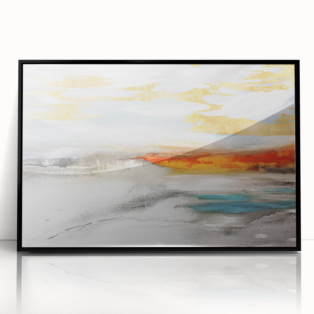 Framed wall art featuring an abstract design of colorful strokes and lines in a modern style, displayed with a sleek black frame for contemporary decor. Ideal for enhancing living spaces or offices, this eye-catching piece adds vibrancy and artistic flair to any interior.