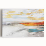 Abstract wall art featuring vibrant strokes and lines on a stretched canvas, showcasing a modern design ideal for contemporary home decor.