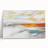 Abstract strokes and lines design on stretched canvas, showcasing vibrant colors and dynamic patterns. Ideal for modern home decor, adding a contemporary touch to any space.