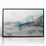Framed abstract wall art featuring a dynamic design of colorful strokes and lines, set against a sleek black background, perfect for modern home decor.