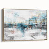 Framed canvas wall art featuring an abstract design of golden strokes and lines on a textured background, showcasing a modern aesthetic ideal for contemporary decor.