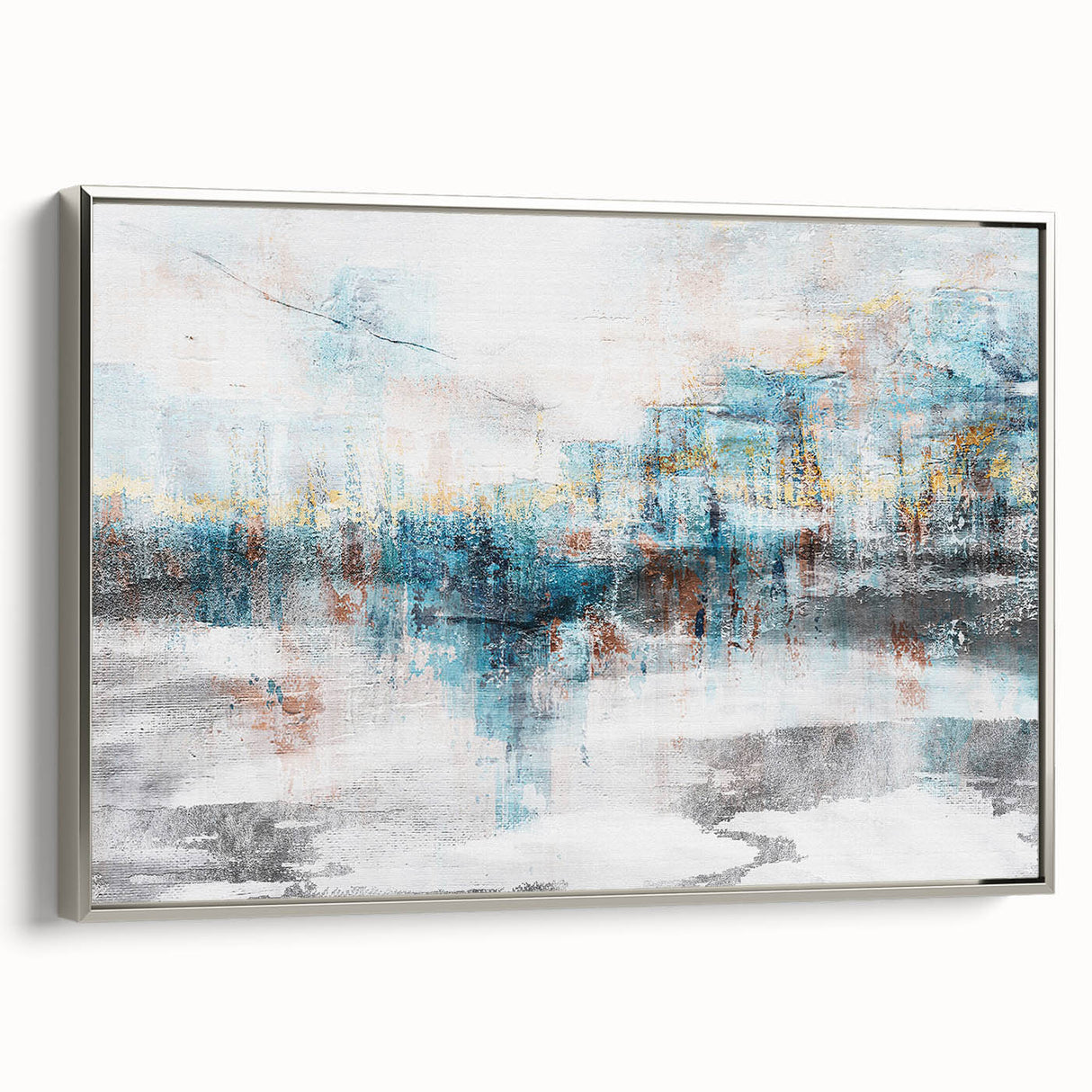 Framed wall art showcasing an abstract design with silver strokes and lines, highlighting modern aesthetics in a stylish home decor setting. Perfect for enhancing contemporary interiors.