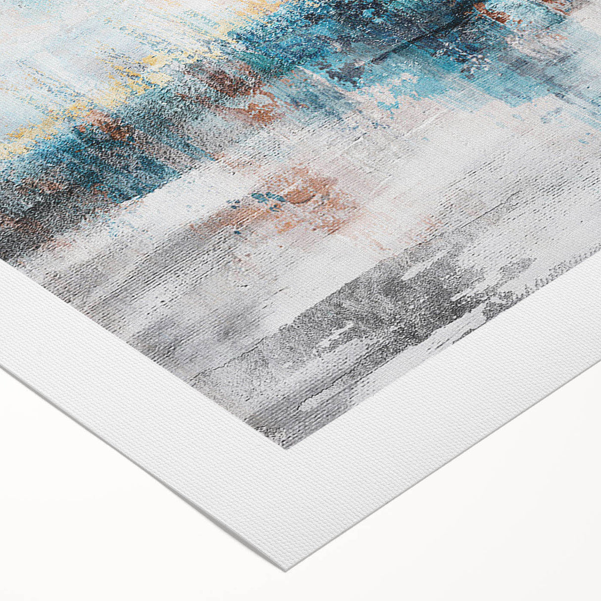 Abstract wall art featuring vibrant strokes and lines in shades of blue, orange, and yellow, designed for modern decor. Perfect for adding a pop of color to any space.