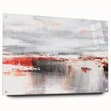 Abstract wall art design featuring colorful strokes and lines on acrylic glass, displayed in a side view with decorative pins, perfect for modern home decor.