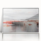 Framed wall art featuring an abstract design with colorful strokes and lines, presented in a sleek white frame, ideal for modern home decor or office spaces.