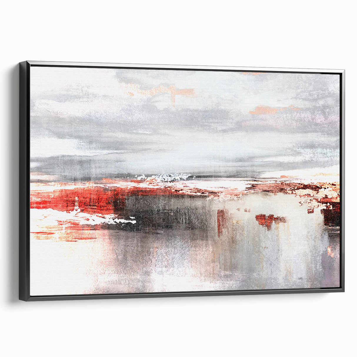 Framed abstract wall art featuring dynamic strokes and lines in a modern black design, showcasing a sleek side view that enhances contemporary decor aesthetics.