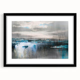 Abstract wall art featuring dynamic strokes and lines in a black frame with a mat, showcasing a modern design that enhances contemporary decor. Perfect for adding a stylish touch to any room.