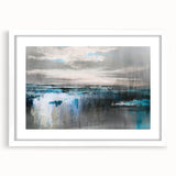 Abstract strokes and lines design wall art framed in a white mat, showcasing a modern aesthetic perfect for contemporary home decor, highlighting artistic elegance and sophistication.