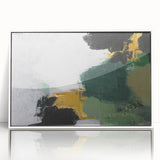 Framed wall art featuring an abstract design of colorful strokes and lines on a white background, perfect for modern home decor. Ideal for enhancing living spaces with stylish accents.