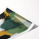 Abstract wall art print showcasing vibrant strokes and lines in bold colors, elegantly rolled for easy display, perfect for modern home decor.