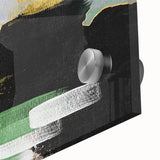 Close-up of abstract wall art showcasing dynamic strokes and lines in vibrant colors, designed to enhance modern interiors with a contemporary aesthetic.