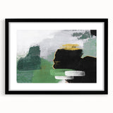 Abstract strokes and lines design wall art in a black frame with matting. The piece features a modern aesthetic suitable for contemporary decor, enhancing any space.