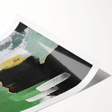 Abstract wall art featuring colorful strokes and lines in vibrant shades of blue, pink, and yellow, perfect for modern home decor or gallery display.