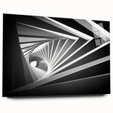 Large abstract wall art on acrylic, featuring swirling gray and white patterns, ideal for bedroom or dining room decor.