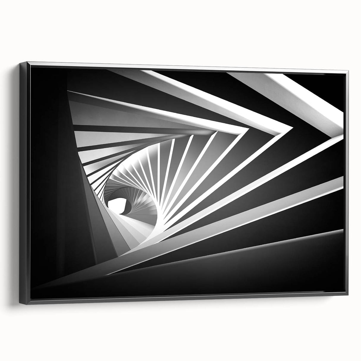 Framed canvas featuring a black and white abstract landscape, ideal for bedroom wall art.