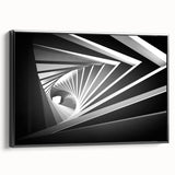 Framed canvas featuring a black and white abstract landscape, ideal for bedroom wall art.