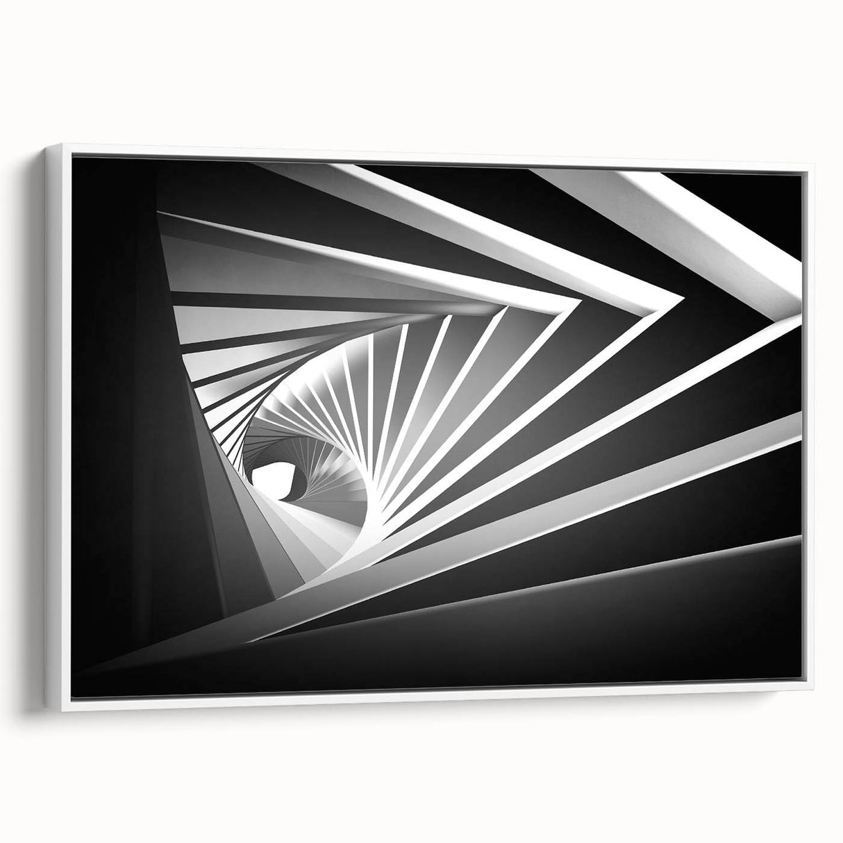 Framed canvas depicting a monochrome abstract landscape, ideal for bedroom wall art.