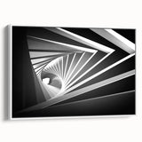 Framed canvas depicting a monochrome abstract landscape, ideal for bedroom wall art.