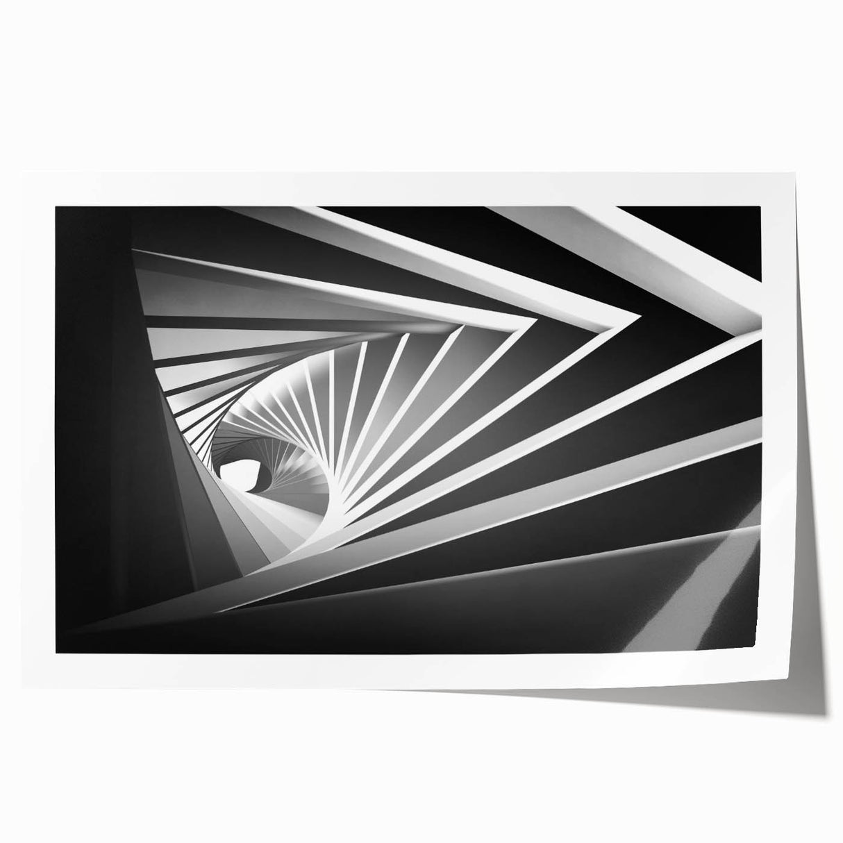 Abstract architectural design in muted gray tones on rolled canvas, suitable for art wall dining room.