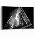Black and white framed canvas featuring an abstract landscape, ideal for bedroom wall decor.