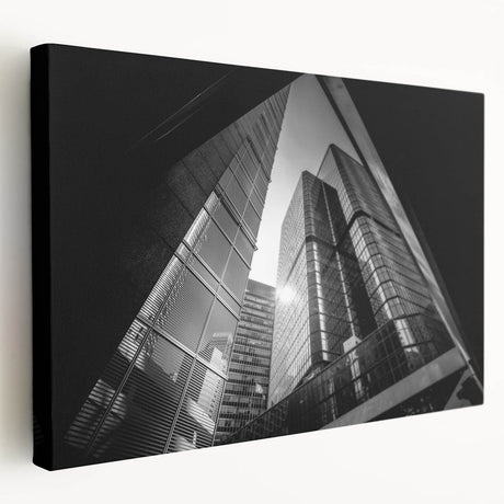 Abstract architectural design in muted gray and black on stretched canvas, suitable for kitchen wall art.