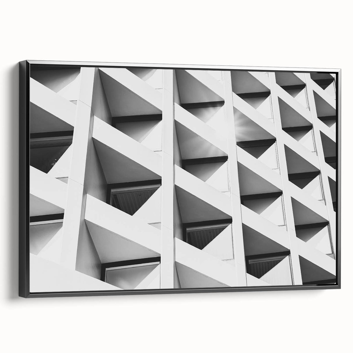 Black and white framed canvas featuring an abstract landscape, ideal for bedroom wall decor.