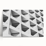 Large black and white abstract architecture print on stretched canvas, ideal for kitchen wall art or bedroom ambiance.