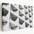 Abstract architectural design in muted gray and blue tones on a large stretched canvas, suitable for kitchen wall art.