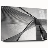 Large abstract wall art on acrylic, featuring swirling greys and blues, ideal for bedroom or dining room decor.