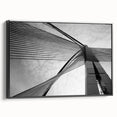 Framed canvas featuring a black and white abstract landscape, ideal for bedroom wall decor.