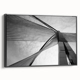 Framed canvas featuring a black and white abstract landscape, ideal for bedroom wall decor.